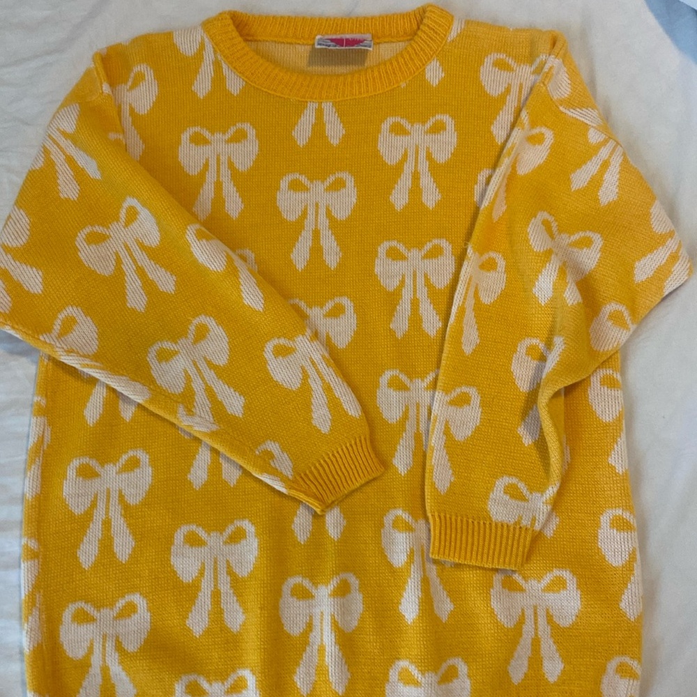 Vintage 1980s Yellow Bow Sweater by Justin Allen